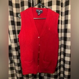 Ralph Lauren Vintage Wool & Angora Rabbit Hair Red Knit Button Sweater Vest